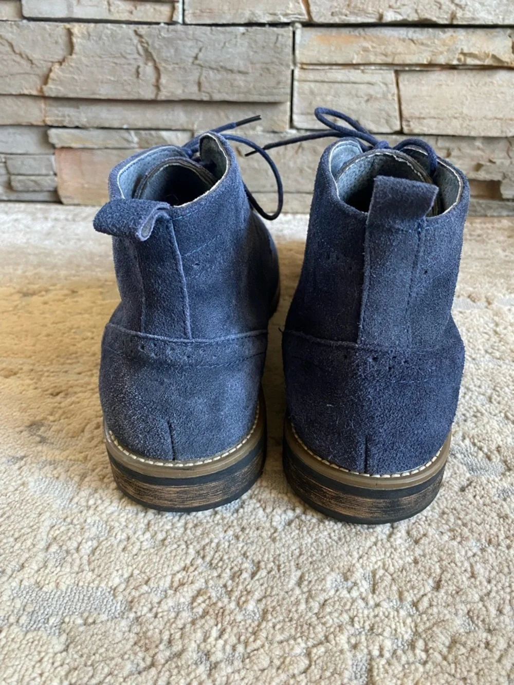 Bruno Marc Navy Blue Suede Leather Lace-Up Chukka Boots Wing Tip Brogue Ankle:11